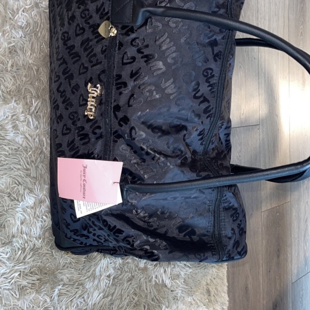 Juicy Couture Black Tote Bag with Elegant Velvet Texture
